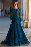 Peacock Blue Długa Sukienka Dla Matki Panny Młodej
