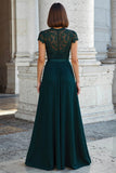 Peacock Green Koronkowa Linia A Długie Sukienki Dla Matki Panny Młodej
