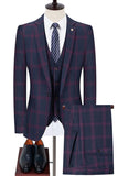Niebieskie męskie garnitury w kratę z klapami z wycięciem slim fit