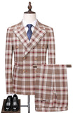 Vintage Peak Lapel Slim Fit 2-częściowe czarne niebieskie męskie garnitury w kratkę