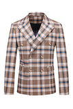 Vintage Peak Lapel Slim Fit 2-częściowe czarne niebieskie męskie garnitury w kratkę