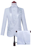 Biały szal klapa Slim Fit 2-częściowy męski garnitur na studniówkę z koralikami