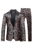 Leopard Peak Lapel 2-częściowe męskie garnitury na studniówkę