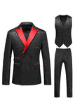 Różowy nadruk Peak Lapel 3-częściowe męskie garnitury na studniówkę