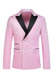 Różowy nadruk Peak Lapel 3-częściowe męskie garnitury na studniówkę