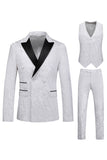 Różowy nadruk Peak Lapel 3-częściowe męskie garnitury na studniówkę
