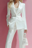 2-częściowe białe garnitury balowe z klapami na jeden guzik z kieszeniami