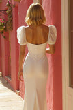 Ivory Mermaid Puff Sleeve Suknia ślubna z rozcięciem