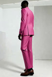 Ciemnoróżowe klapy z klapą na jeden guzik męskie garnitury na studniówkę
