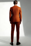 Ciemnopomarańczowe klapy w szpiku slim fit męskie garnitury wizytowe