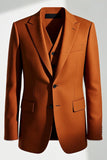 Męskie ciemnopomarańczowe klapy z klapami na studniówkę 2-częściowe garnitury na studniówkę