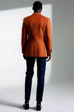Ciemnopomarańczowe dwurzędowe męskie garnitury z klapami w szpic