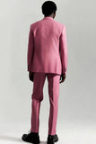 Szary różowy szczyt klapy jednorzędowe 3-częściowe męskie garnitury wizytowe
