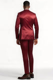 Peak Lapel 2-częściowe bordowe jednorzędowe męskie garnitury na studniówkę
