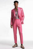 2-częściowe męskie garnitury balowe Blush Slim Fit Peak Lapel z cekinami