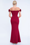 Blush Off the Shouder 3D Flower Sheath Sukienka na studniówkę z rozcięciem