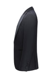 Czarne 3-częściowe męskie garnitury ślubne z klapami w kształcie szpiku slim fit