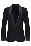 Slim Fit Czarne 2-częściowe szalowe klapy z jednym guzikiem Męskie garnitury
