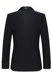 Slim Fit Czarne 2-częściowe szalowe klapy z jednym guzikiem Męskie garnitury