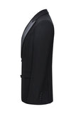 Slim Fit Peak Lapel 2-częściowe czarne garnitury męskie