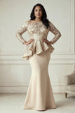 Sukienka matki panny młodej z falbanami z falbanami i długimi rękawami w rozmiarze plus size