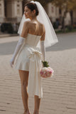 Sweetheart Ivory Bodycon Short Wedding Dress (bez rękawiczek)