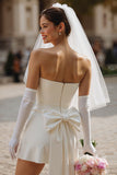 Sweetheart Ivory Bodycon Short Wedding Dress (bez rękawiczek)