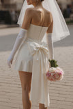 Sweetheart Ivory Bodycon Short Wedding Dress (bez rękawiczek)