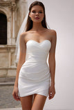 Sweetheart White Bodycon mini suknia ślubna