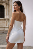Sweetheart White Bodycon mini suknia ślubna