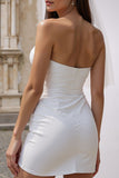 Sweetheart White Bodycon mini suknia ślubna