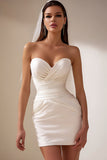 Sweetheart White bodycon Marched Mini Wedding Dress