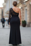 sukienka syreny z jednym ramieniem plus size matki panny młodej z koronką