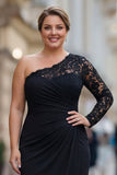 sukienka syreny z jednym ramieniem plus size matki panny młodej z koronką