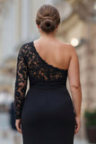 sukienka syreny z jednym ramieniem plus size matki panny młodej z koronką