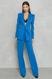Niebieskie dwuczęściowe damskie garnitury robocze z klapą Clap Slim