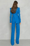 Niebieskie dwuczęściowe damskie garnitury robocze z klapą Clap Slim