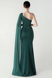 Jednoramiena sermaid streamer, długa formalna sukienka z rozcięciem