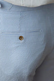 Jasnoniebieskie męskie spodnie garniturowe z wysokim stanem
