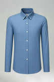 Niebiesko-szara, dopasowane długie rękawy Jednolita koszula męska