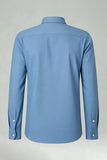 Niebiesko-szara, dopasowane długie rękawy Jednolita koszula męska