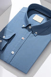 Niebiesko-szara, dopasowane długie rękawy Jednolita koszula męska