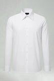 Białe, jednolite długie rękawy – dopasowana koszula męska