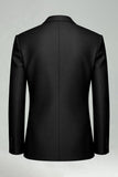 Czarne trzyczęściowe garnitury męskie z klapą z szypiastą klapą i jednym guzikiem