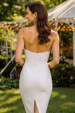 Biała koronkowa suknia ślubna Body-Midi Body-Straps Spaghetti