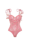 Blush 2-częściowe ramiączka spaghetti – aplikowany strój kąpielowy z sukienką plażową