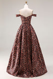 Sukienka na studniówkę z długim balem z linią Coffee Leopard