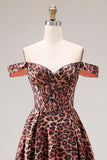 Sukienka na studniówkę z długim balem z linią Coffee Leopard