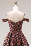 Sukienka na studniówkę z długim balem z linią Coffee Leopard