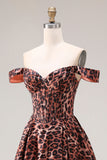 Sukienka na studniówkę z długim balem z linią Coffee Leopard